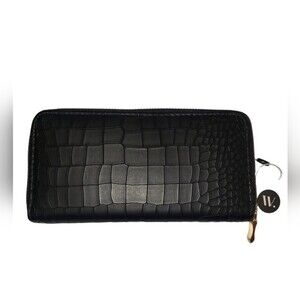 Alyssa Black Croc Print Wallet